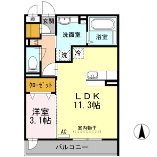 KRANE B棟【3階】の間取り