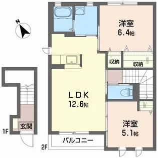クラヴィエ富田C【2階】の間取り