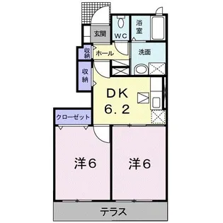 ソレアード入部B【1階】の間取り