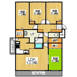 グランドール大東【4階】の間取り