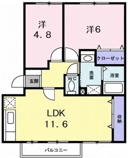 グランディール矢三B【2階】の間取り