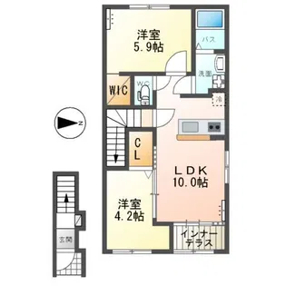 仮)日立市水木町2丁目新築アパート【2階】の間取り