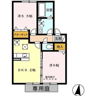 福岡県久留米市北野町十郎丸【アパート】の間取り