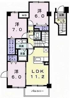 ビサイド・スリー【4階】の間取り