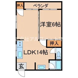 1LDKの間取り画像