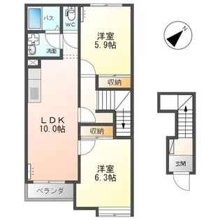 ロイヤルヒルズA棟【2階】の間取り