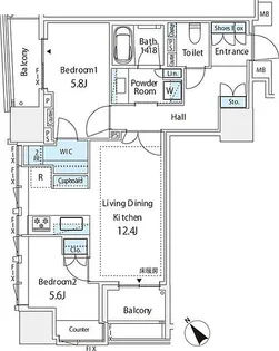 東京都中央区銀座3【マンション】の間取り
