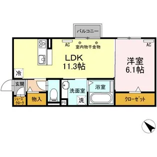 愛知県豊川市八幡町弥五郎【アパート】の間取り