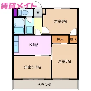 ツインクルメゾンI【2階】の間取り