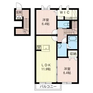 ジャルダン・デュ・レーヴB【2階】の間取り