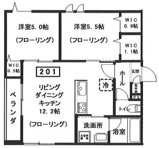 仮)へーベルメゾン中央5丁目北棟【2階】の間取り