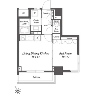 レジデンシャル目黒【9階】の間取り