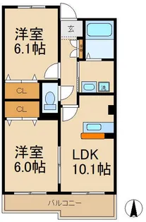 サニーヴィレッジ【2階】の間取り