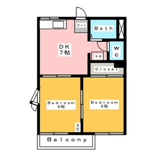 グリーンコーポ石橋 B【1階】の間取り