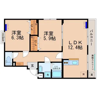 ユーミードルチェ【3階】の間取り