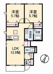 ブラン・ペーシュII【1階】の間取り