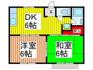 かやのきハイツB【2階】の間取り