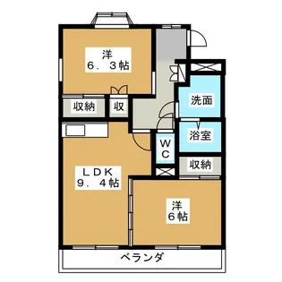 サンフラワーハイツB【2階】の間取り
