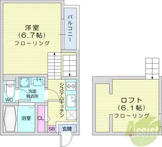 wood house殻町【2階】の間取り