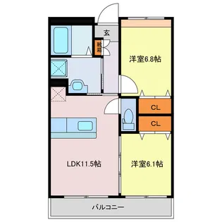 紺屋スカイマンション壱番館【8階】の間取り