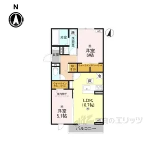 テラス・オルキデ宝来【1階】の間取り