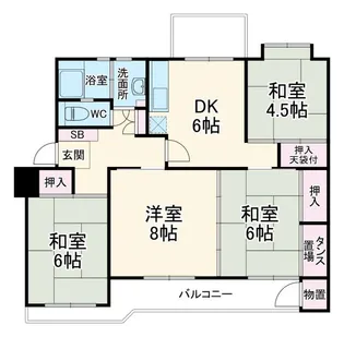 宮前平グリーンハイツ50号棟【4階】の間取り
