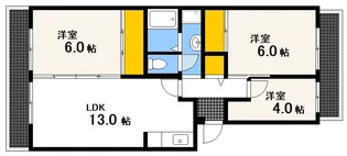 鈴が峰第5団地 6号棟【4階】の間取り