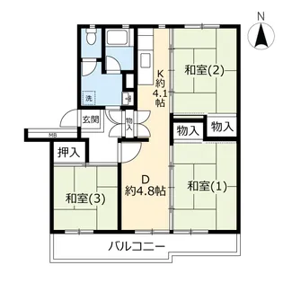 URえびな【3階】の間取り
