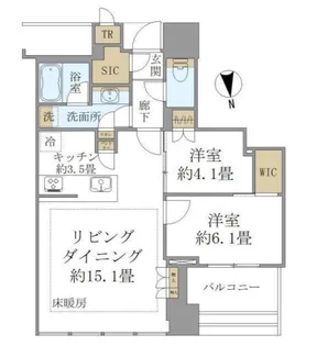 白金ザ・スカイ East【6階】の間取り