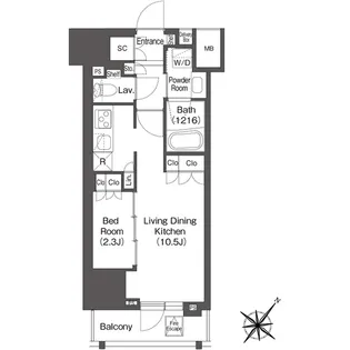 レフィールオーブ代々木【6階】の間取り
