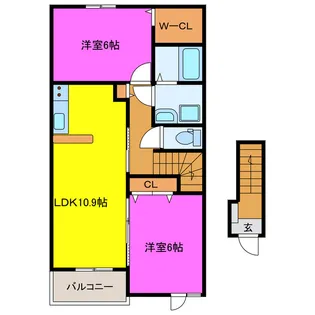 デュオキャッスルWEST【2階】の間取り