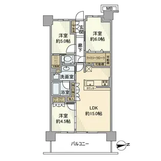 プラウドシティ国立【4階】の間取り