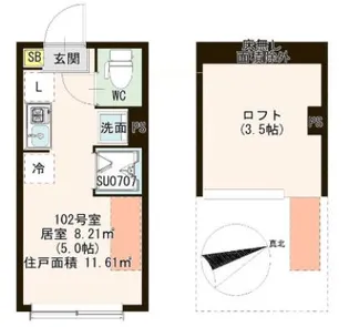 ハーモニーヒルズ北千住【1階】の間取り