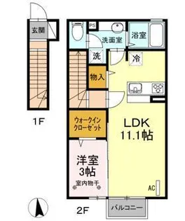 グランディ-ル桜木【2階】の間取り