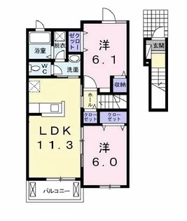 ヴィル ソレイユ 大日向【2階】の間取り