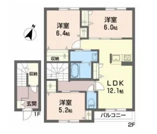 シャーメゾンガーデンズ下長A【2階】の間取り