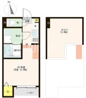 ハーモニーテラス深草飯食町【2階】の間取り