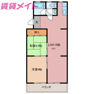 勢田パークマンションA棟【3階】の間取り