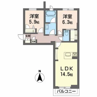プレミアス長者【3階】の間取り
