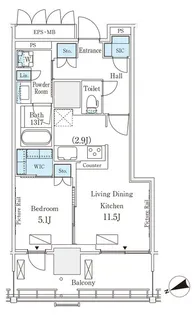 ロイヤルパークス品川【8階】の間取り