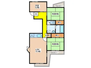 住道駅前住宅13号棟【4階】の間取り