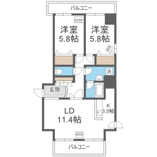 サンコート南8条【2階】の間取り