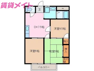 サンハイツ稲垣B棟【2階】の間取り