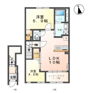福島県郡山市大槻町字針生向【アパート】の間取り