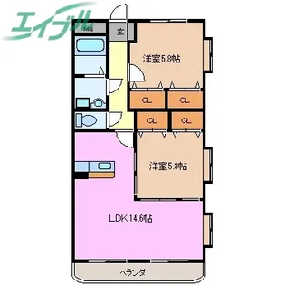 ピュアタウンII【1階】の間取り