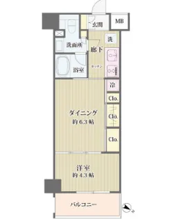 東京都新宿区払方町【マンション】の間取り