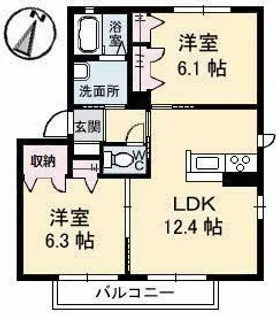 メゾンM B棟【2階】の間取り