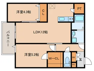ジーメゾン清須エルシア【2階】の間取り
