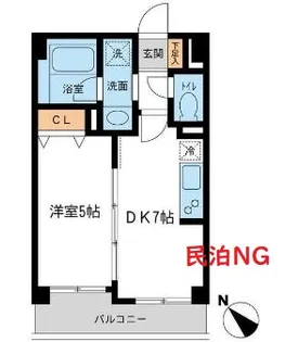 ペット飼育◎ネットフリー 1DK ルクレ初台 H【2階】の間取り