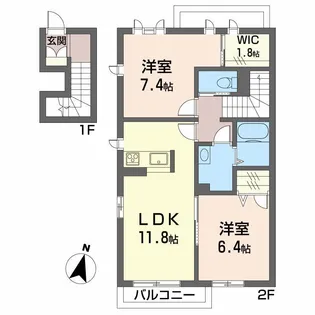 シャーメゾンWEST A棟【2階】の間取り